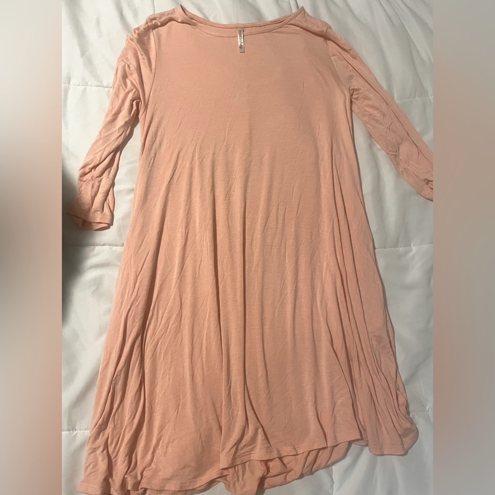 3/4 Sleeve Peach Tshirt Dress